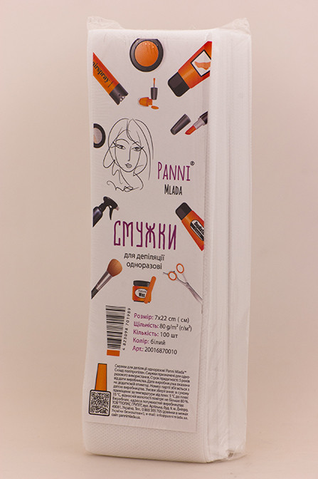 Panni Mlada Смужки для депіляції 7х22, упаковка 100 шт - Білі, фото 1
