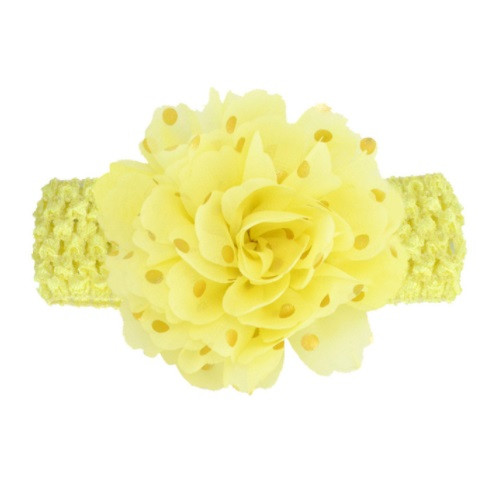 Дитяча жовта пов'язка на голову - окружність голови близько 40-52см, діаметр квітки 9см, фото 1