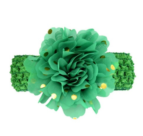 Дитяча зелена пов'язка на голову - окружність голови близько 40-52см, діаметр квітки 9см, фото 1