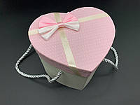 Коробка подарочная, сердце с ручками и бантиком. Цвет розовый. 15х12х12см.