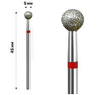 Алмазная фреза "шарик" 001 050R диаметр 5,0 мм красная