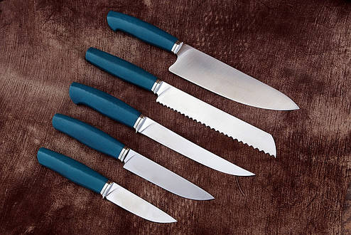 Набір кухонних ножів ручної роботи "Aquamarine-5", N690, фото 2