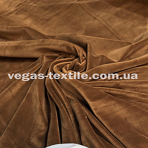 Тканина Велюр плюш (Спорт) стрейч на х/б основі Світло Коричневий