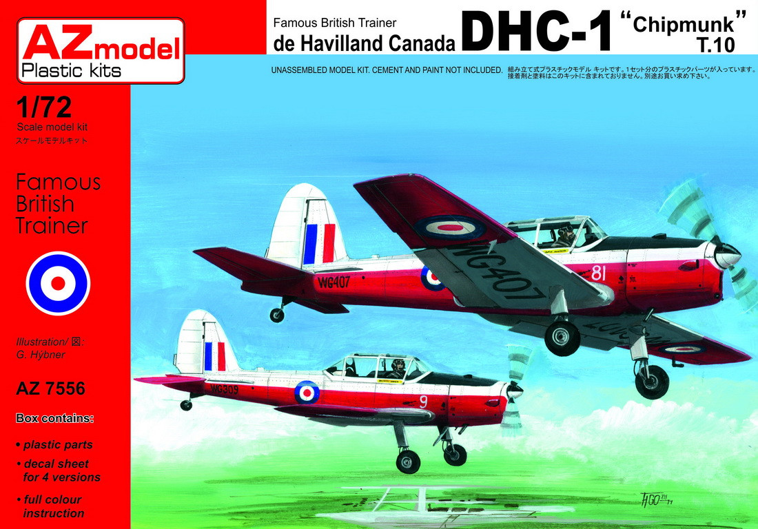 Пластикова модель 1/72 AZ model 7556 канадський легкий літак De Havilland Canada DHC-1 Chipmunk T.10, фото 1
