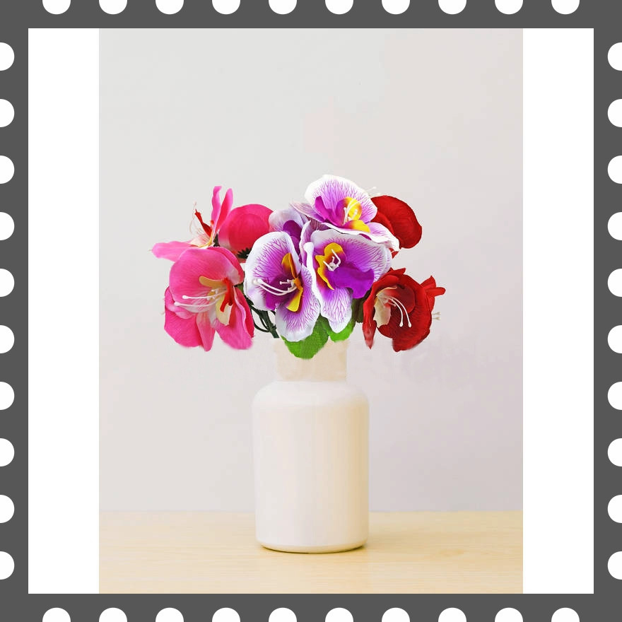 Штучні квіти Бордюрний букет Орхідеї, 5 голів, мікс, 250 мм, фото 1