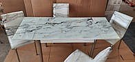 Комплект обеденной мебели "Мрамор белый" (стол ДСП, каленное стекло + 4 стула) Mobilgen, Турция