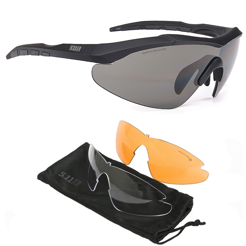 🔥 Тактичні окуляри "5.11 - Aileron Shield" (Чорні) з поляризацією, стрілецькі, балістичні, військові