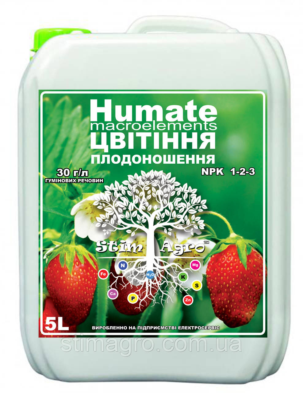 Цвітіння плодоношення NPK 1-2-3 + Гумат (5л) StimAgro Стимулятор росту