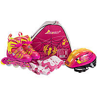 Набор (роликовые коньки, защита, шлем, сумка) JINGFENG розовые SK-179, 35-38: Gsport