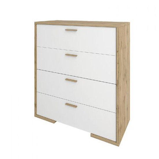 Комод в спальню з ламінованої ДСП Франческа 4Ш дуб вотан/білий Сокме, фото 1