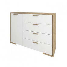 Комод в спальню з ламінованої ДСП Франческа 1Д4Ш дуб вотан/білий Сокме