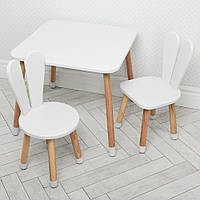 Столик и два стульчика Зайчик Bambi 04-025W+1 белый