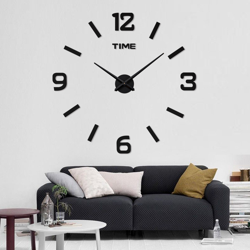 Настінний 3D годинник. Великі Дизайнерські настінні 3Д годинники 3D DIY Clock від 70 до 150см 008В КОМБІ Чорні