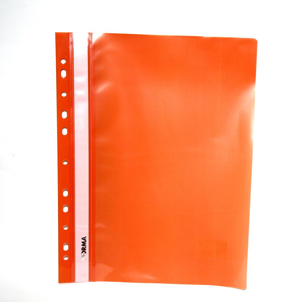 Швидкозшивач пластиковий А4 NORMA 5262-06 помаранчевий прозор.верх,з європерф.,глянц. (10), фото 1