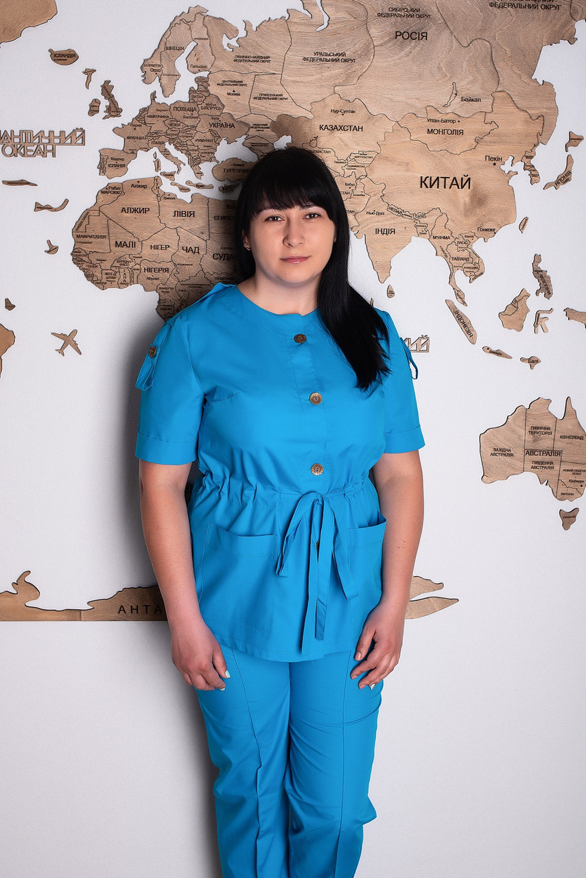 Костюм медичний жіночий Сабрина (батист, блакитний, р. 48-64) Марія 58, фото 1