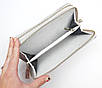 Жіночий гаманець - клатч із натуральної шкіри 19.5 х 3.5 х 11 см на дві блискавки Срібний, фото 5