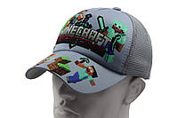 Бейсболка кепка летняя детская для мальчика Minecraft серая