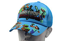 Бейсболка кепка летняя детская для мальчика Minecraft голубая
