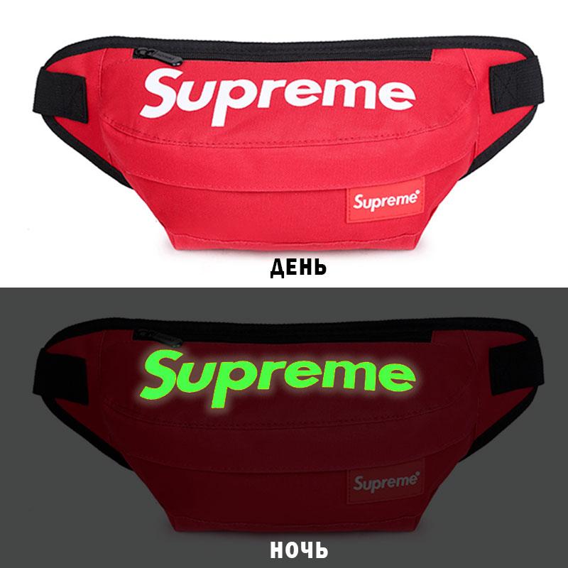 Чоловіча (жіноча) бананка, що світиться через плече або на пояс Supreme - червона поясна / нагрудна сумка