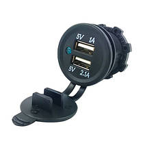 Розетка USB монтажна автомобільна 12-24V з підсвічуванням, фото 3