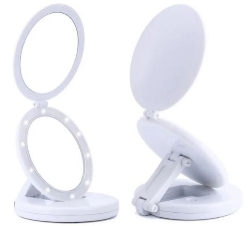 Складане дзеркало з LED-підсвіткою Large LED Mirror ECLIPSE. Яскраві світлодіодні індикатори з обох боків