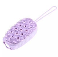 Двухсторонняя силиконовая мочалка для тела Bath Brush с губкой фиолетовая (m322)