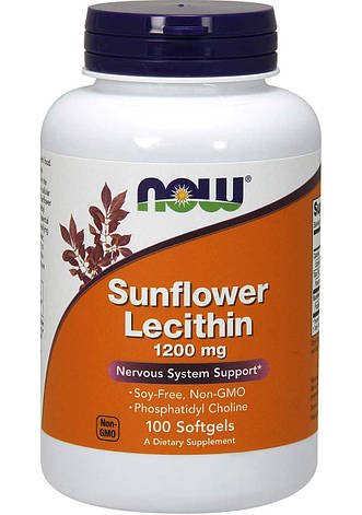 Лецитин соняшнику США NOW sunflower lecithin 1200 mg 100 softgels, фото 2