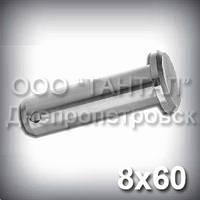 Палец - ось 8х60 DIN 1444 В (ГОСТ 9650-80 тип 6) стальной оцинкованный