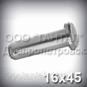 Палець — вісь 16х45 DIN 1444 В (ГОСТ 9650-80 тип 6) ISO 2341 сталевий оцинкований, фото 1