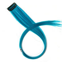 Прядь для волос цветная голубая 50 см