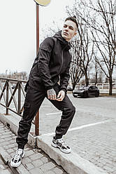 Костюм чоловічий Softshell Easy чорний весняний осінній спортивний комплект куртка штани софтшелл