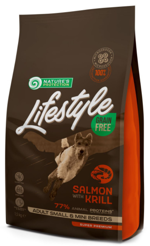 Nature's Protection Lifestyle Grain Free Salmon with krill Adult Small Breeds 1.5 кг сухий корм для собак