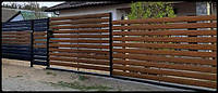 Забор горизонтальный металлический одностороннее заполнение Ранчо Oberig