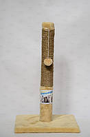 Когтеточка - столбик на подставке Пушистик (джут) бежевая 30/55 см.