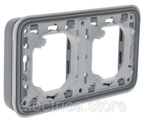 Plexo Рамка 2-постова з супортом, горизонтальна, IP55, сірий Legrand 69683, фото 1