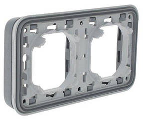 Plexo Рамка 2-постова з супортом, горизонтальна, IP55, сірий Legrand 69683