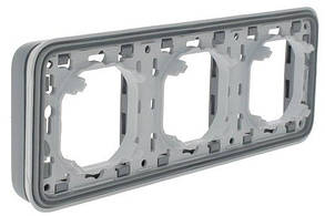 Plexo Рамка 3-постова з супортом, горизонтальна, IP55, сірий Legrand 69687