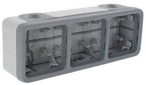 Plexo Коробка для накладного монтажу 3-постова, горизонтальна IP55, сірий 69680