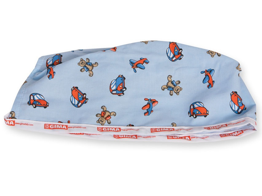 Шапочка медична хірургічна бавовняна унісекс із принтом на зав'язках блакитна Gima, Італія