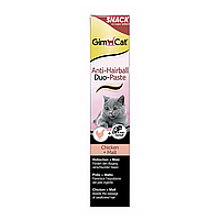 Ласощі для кішок GimCat Anti-Hairball Duo Paste Chicken + Malt 50 г (для виведення шерсті)