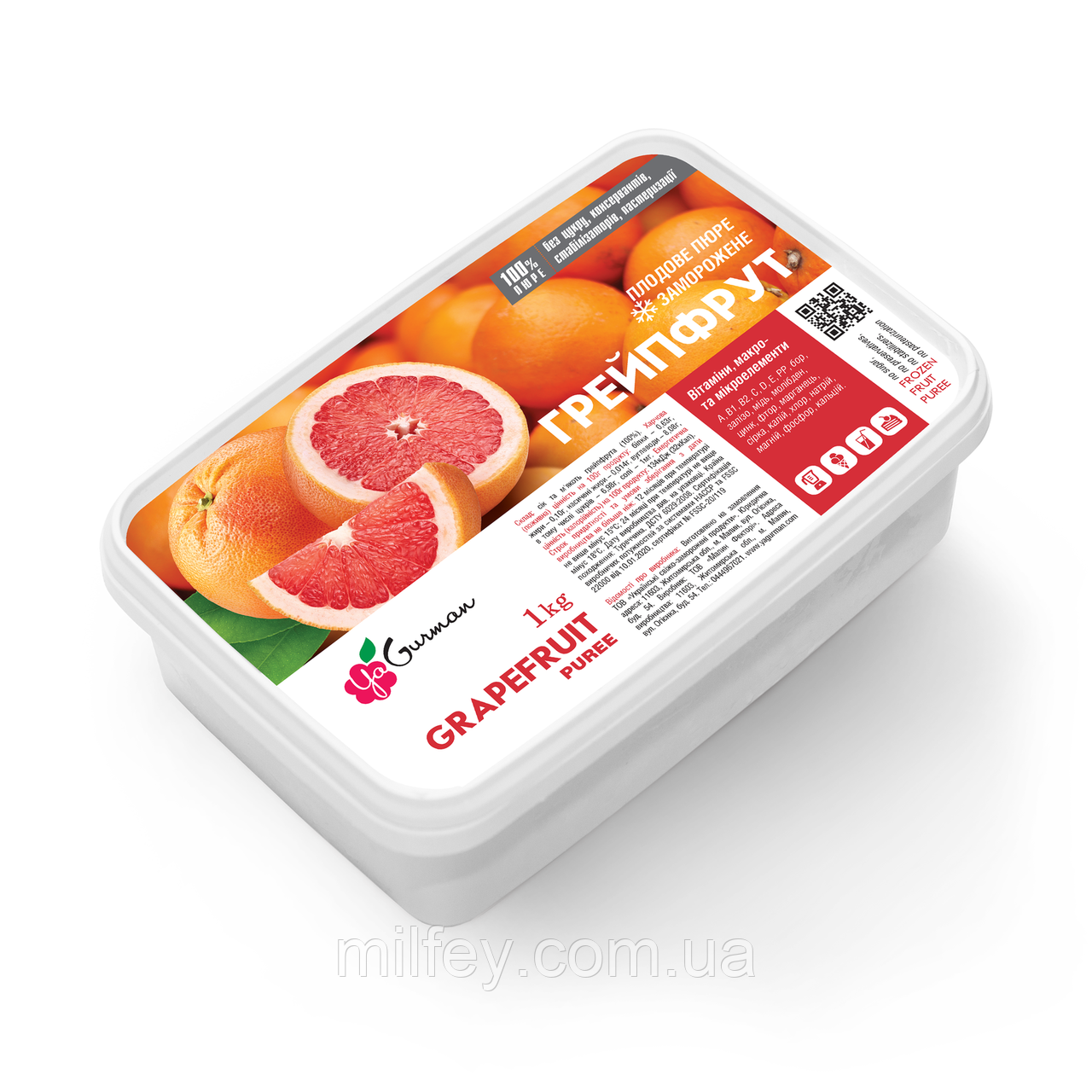 Пюре Грейпфрут, заморожене, YaGurman, 1 кг, фото 1