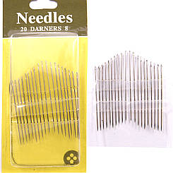 Голки швейні штопальної (Darners), № 8, з срібним вушком, (20шт)