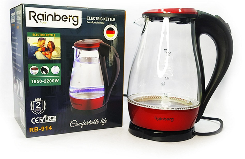 ЕЛЕКТРОЧАЙНИК RAINBERG RB-914 1850-2200W СТЕКЛО