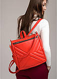 Місткий жіночий червоний рюкзак сумка з екошкіри повсякденний, міський, фото 2
