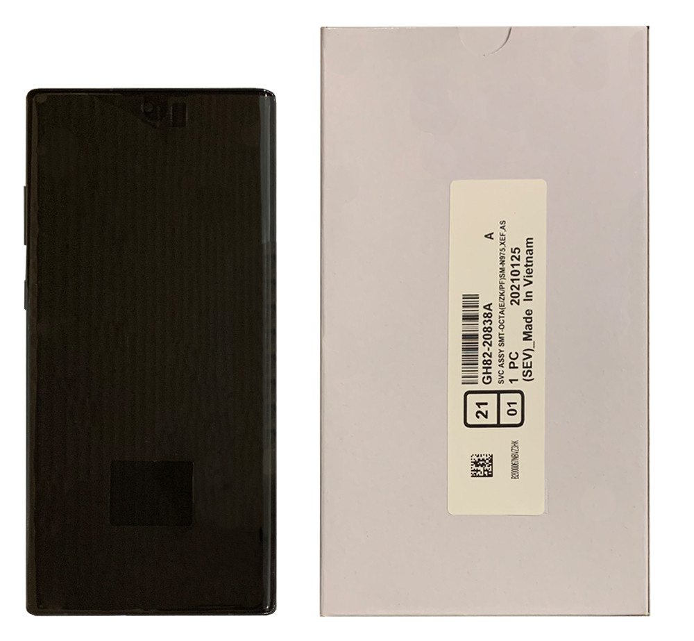 Дисплейний модуль (екран) для Samsung N975/N976 Note 10 Plus 2019 Чорний Оригінал У рамці 100% SERVICE PACK