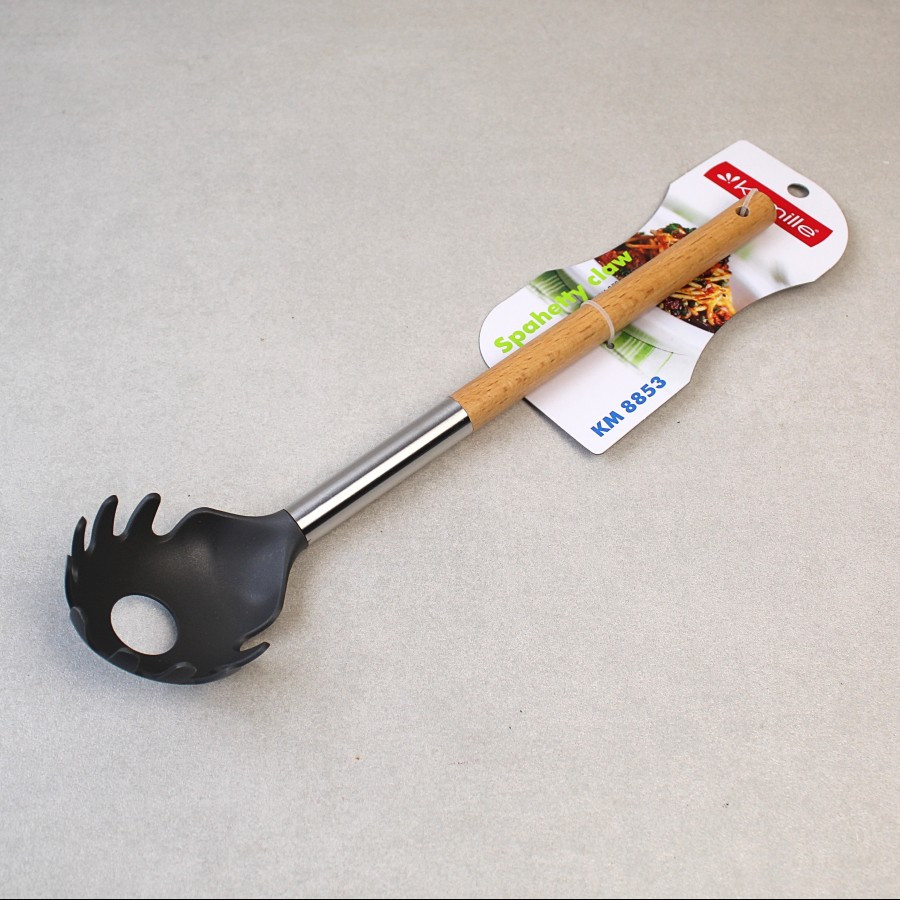 Ложка для спагетті 32,5 см нейлонова з деревяною ручкою Kamille