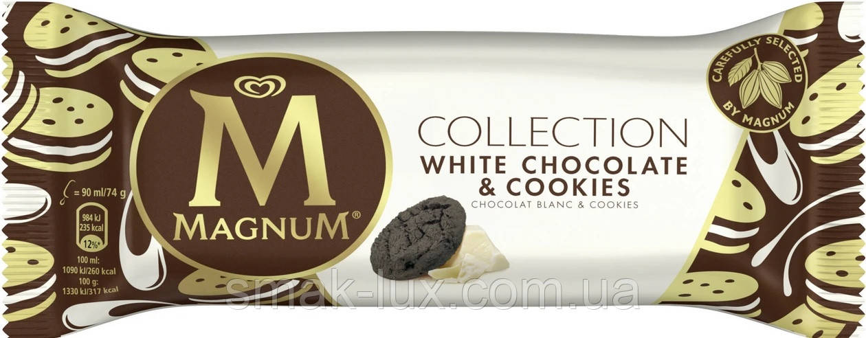 Морозиво ескімо Магнум Біле Печиво "Magnum White Cookie" 74г 20шт