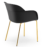 Крісло Tilia Shell-MG ніжки металеві золото, сидіння чорне, фото 2