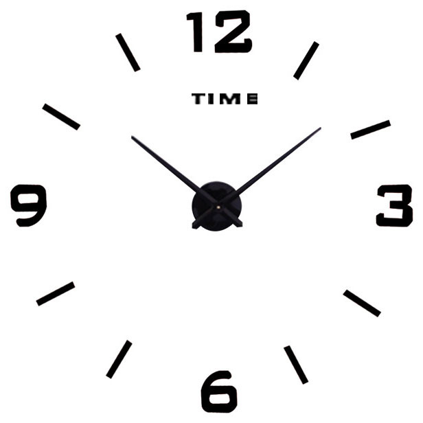 Настінний 3Д годинник. Великий годинник настінний 3Д DIY Clock 70-150см 008В (КОМБІ Чорні)