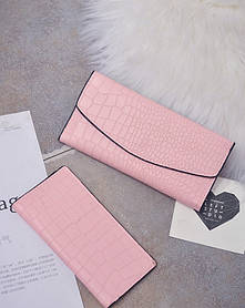 Стильний жіночий гаманець 2в1 з екошкіри блідо-рожевий